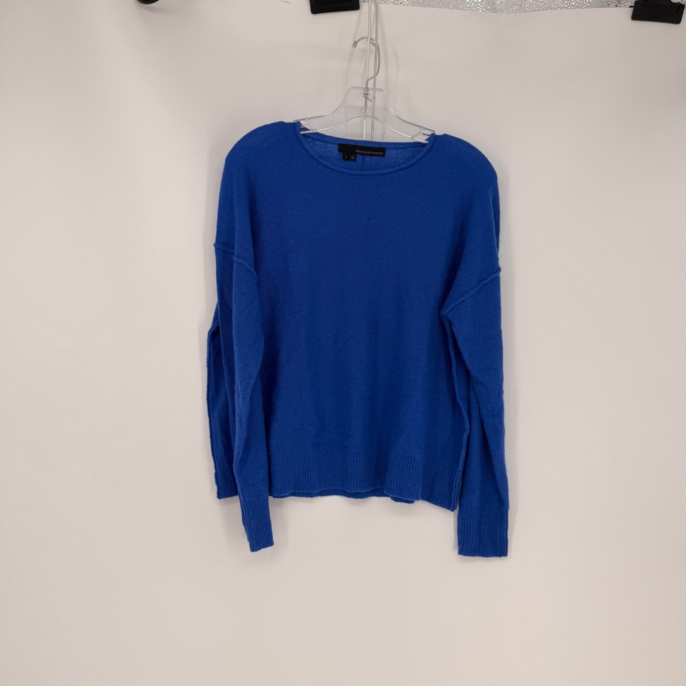 360 Cashmere Sweater Womens S Blue 100% Cashmere Crew Neck Luxury Capsule Chic